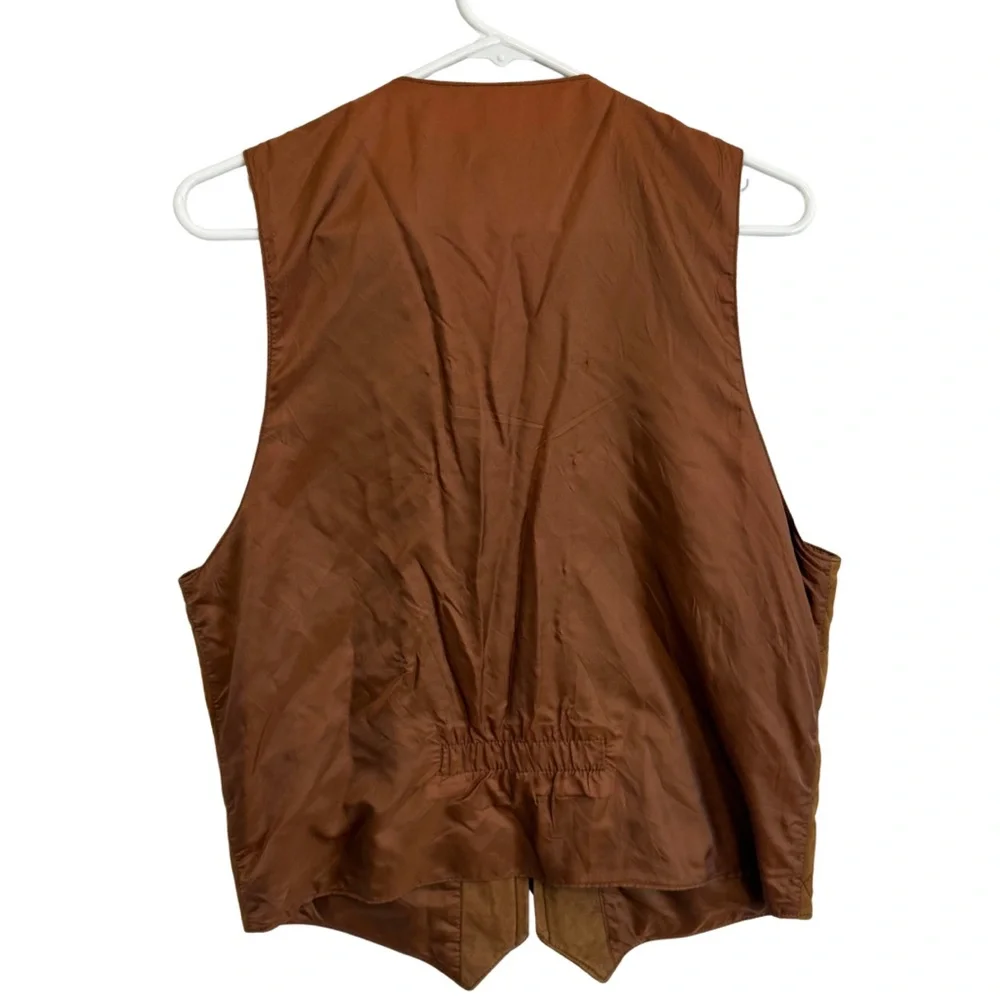 Vintage Luis Alvear Quilted Leather Brown Vest - Picture 3 of 4